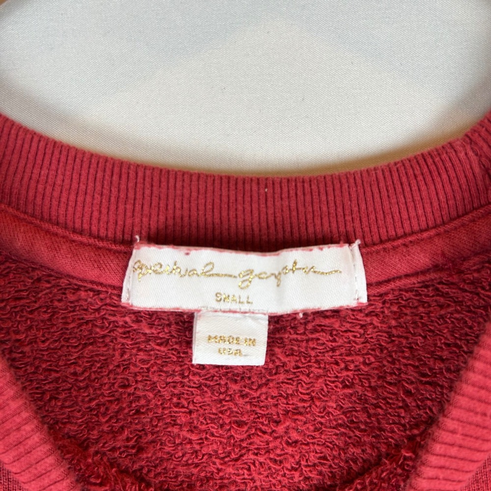 Spiritual Gangster Grateful Floral Embroidered Sweatshirt Red Raglan Small - Picture 3 of 9